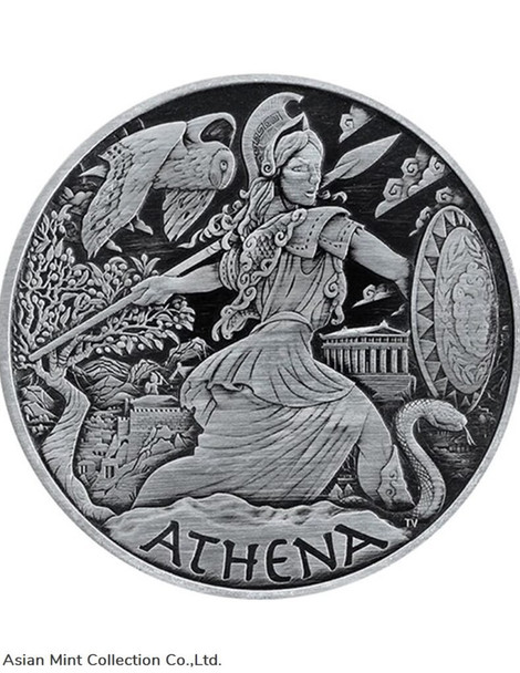 2022 - ATHENA Goddesses of Olympus 1 Oz Antique Silver Coin 1$