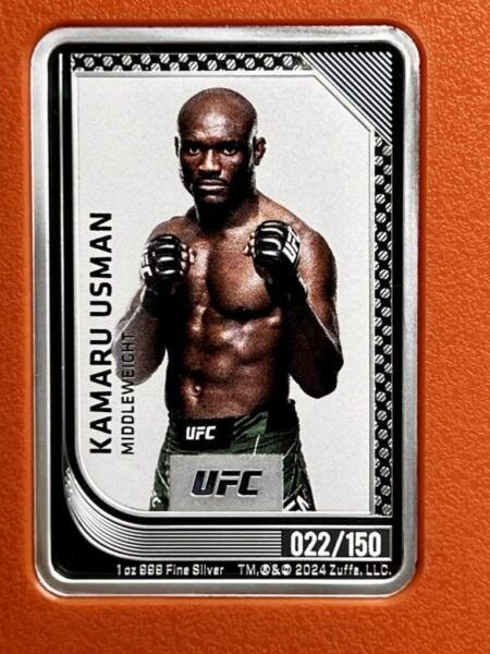 2023 Agoro UFC Trading Coin KAMARU USMAN Low #22 1oz Silver Topaz Mintage
