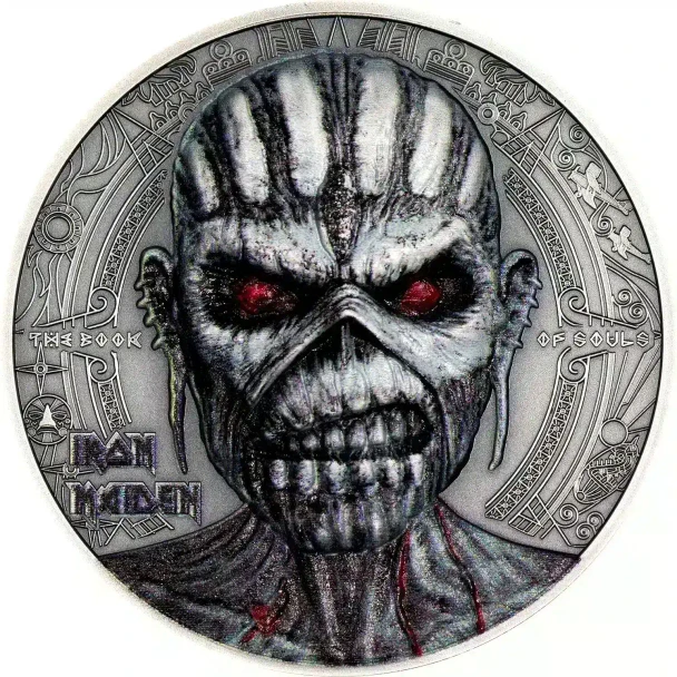 2024 - BOOK OF SOULS Iron Maiden 2 Oz Silver Coin 10$ Cook Islands