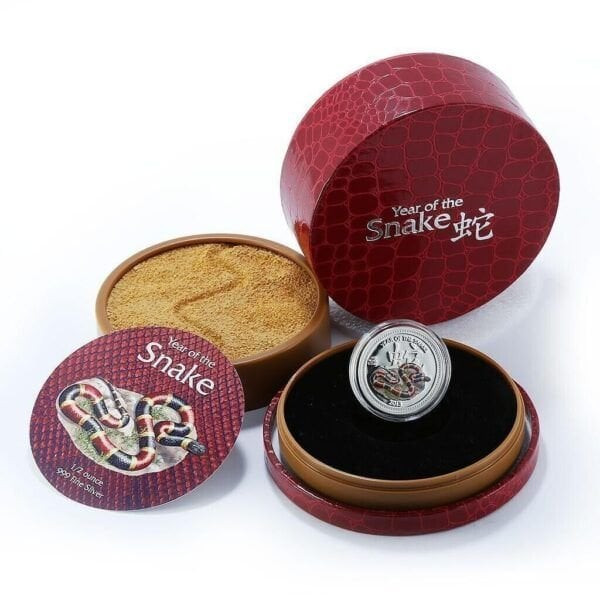 2013 - Year of the Snake - Coral Lunar 1/2 oz Proof Silver Coin 1$ Niue