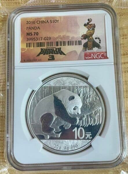 2016 - China Panda silver coin 30g- NGC graded MS70