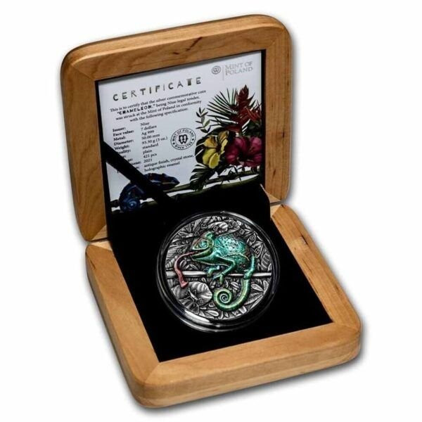 2021 Niue Amazing Animals Chameleon 3oz Silver Coin