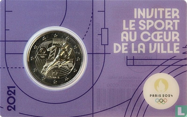 2021 - 2 euro commemorative coincard FRANCE - Paris 2024 Olympic Games Universal Brilliant - Purple - 039212/100,000