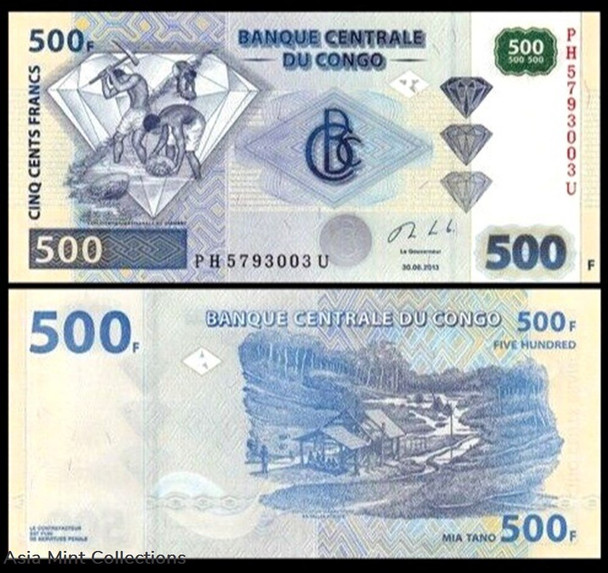 2013 - Banknote Billet - Banque Centrale Du CONGO, 500 FRANCS UNC