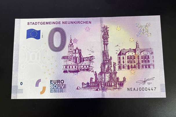 2018 - 0 euro note AUSTRIA - CITY COMMUNITY OF NEINKIRCHEN, NEAJ-1 very rare! physical France Paris Mint
