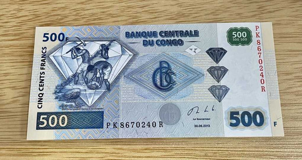 2013 - Banknote banknote - Central Bank of the CONGO, 500 FRANCS UNC, Pick-96B physical World Coins