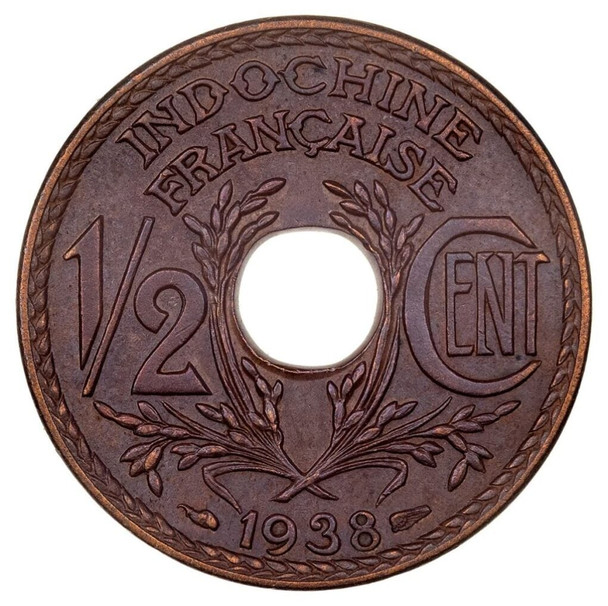 1938 - French Indochina Coin Half CENT Bronze INDOCHINE FRANCAISE