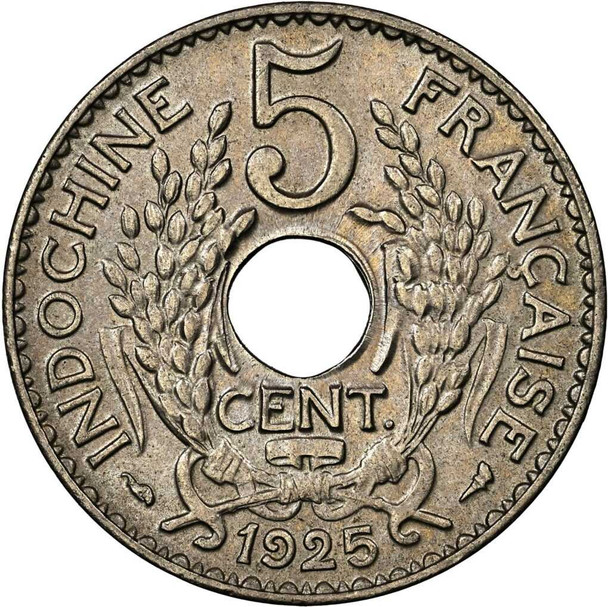 1937 - French Indochina Coin 5 Cents INDOCHINE FRANCAISE physical France Paris Mint