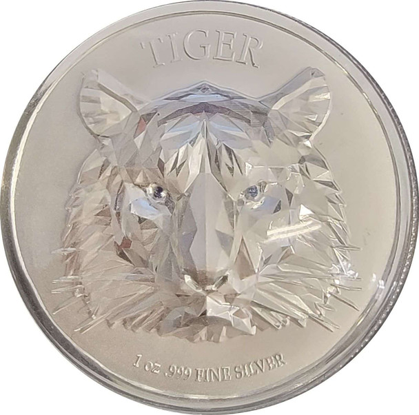 2022 - 1 Oz Silver Coin Chad 5000 Francs CFA Tiger Shaped High Relief Coin