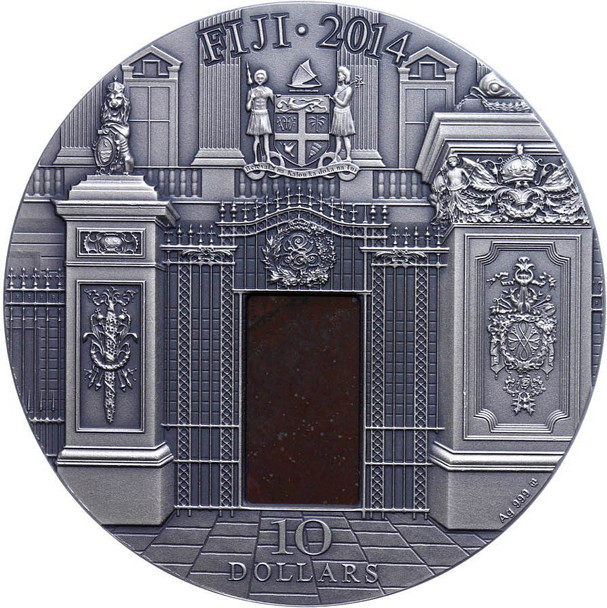 2014 - Blue Drawing Room Masterpieces in Stone 3oz Antique finish Silver Coin Fiji