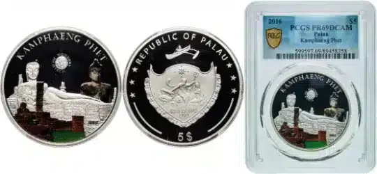 2016 Thailand Kamphaeng Buddha 5 Dollars Silver Coin,Proof