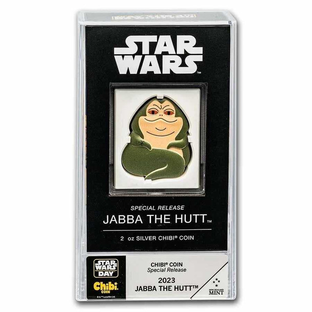 2023 - Niue Star Wars Jabba the Hutt Mega Chibi 2oz Silver Proof Coin physical Chibi New Zealand Mint