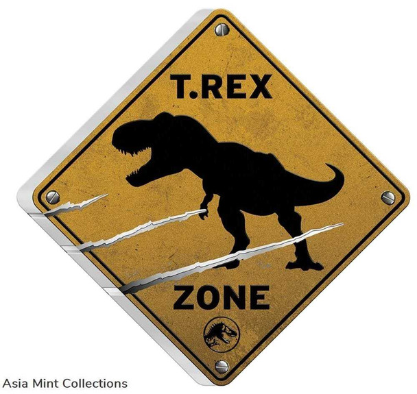 2022 Niue Jurassic World Dominion T.Rex Sign 2oz Silver Shaped Coin physical Themed Coins 