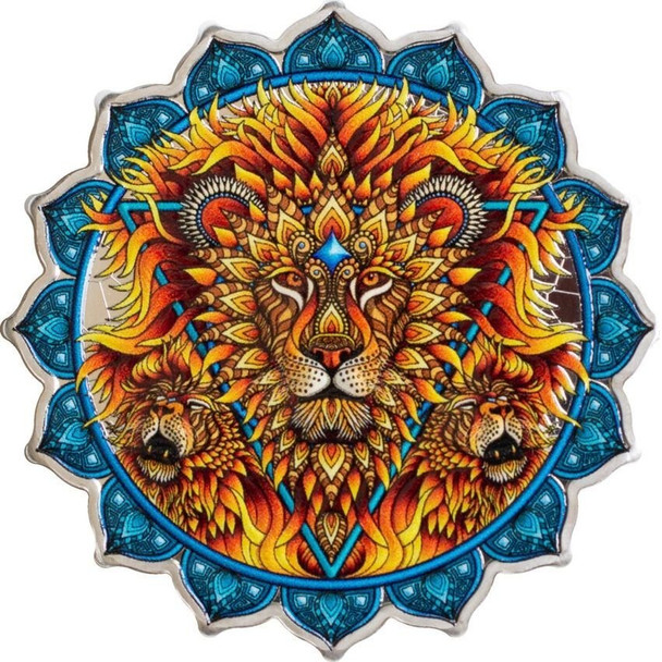 2023 Solomon Islands Lion of the 5th Chakra 2oz Silver Colorized Coin