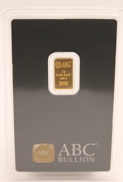 1g 999.9 ABC Bullion Minted Tablet Solid Fine Gold Ingot Certified Investor Bar