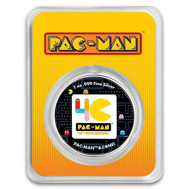 2020 Niue PAC-MAN 1 oz Colorized SILVER Coin in TEP ~ 40th Anniversary Pacman