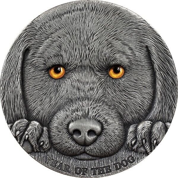 2018 - Year of the Dog 3 oz Antique finish Silver Coin 3000 Francs CFA Cameroon