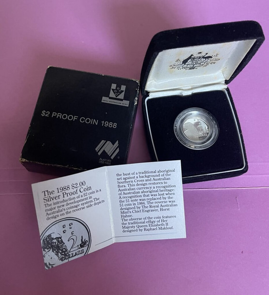 1988 $2 PROOF SILVER Coin. Royal Australian Mint