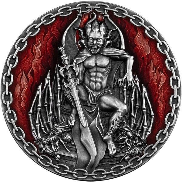 2022 - Mephistopheles Devils and Demons 2 oz Antique finish Silver Coin Cameroon