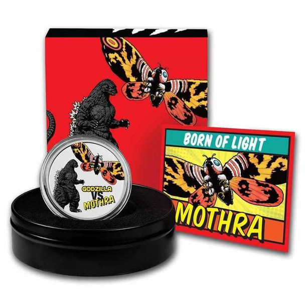 2023 - 2 oz Silver Niue Proof Color - GODZILLA vs MOTHRA - Godzilla Series - 5 NZD -