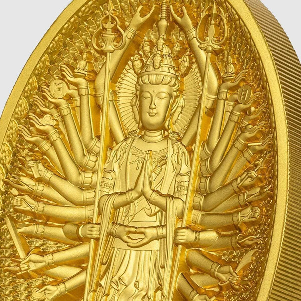 2023 Chad Thousand Arms Guanyin 5oz Silver Gilded Coin