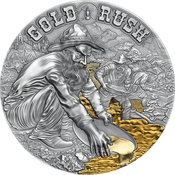 2021 - Gold Rush 50g Antique finish Silver Coin 2000 Francs CFA Cameroon