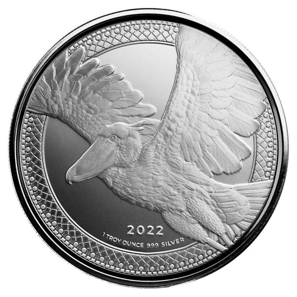 2022 - Congo 1 oz 999 Silver 1000 Francs Shoe Beak Shoebill Stork *BU/St*