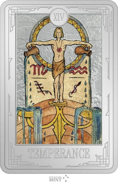 2023 Niue Tarot Cards XIV Temperance 1oz Silver Colorized Proof Coin