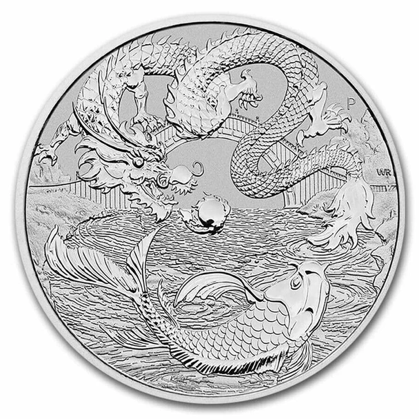 2023 - Australia 1 oz Silver Dragon & Koi Chinese Myths and Legends *ST*