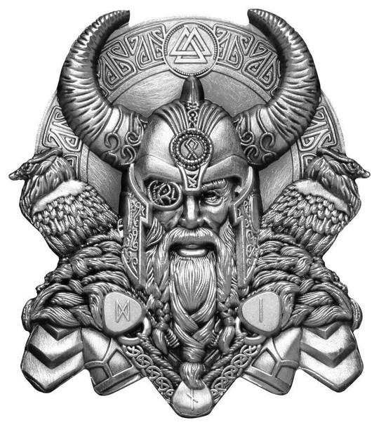 2022 Ghana Norse Gods Odin Ultra High Relief Silver Plated Antiqued GH¢2 Coin