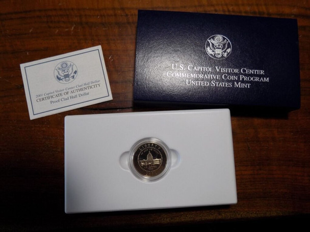 2001-P Capitol Visitor Center Commemorative Proof Clad Half Dollar w/ Box &amp; COA