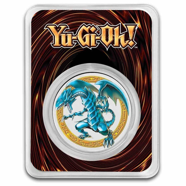 2023 - Yu-Gi-Oh! Blue-Eyes White Dragon 1oz 999 Silver Colored Niue ST/BU in TEP