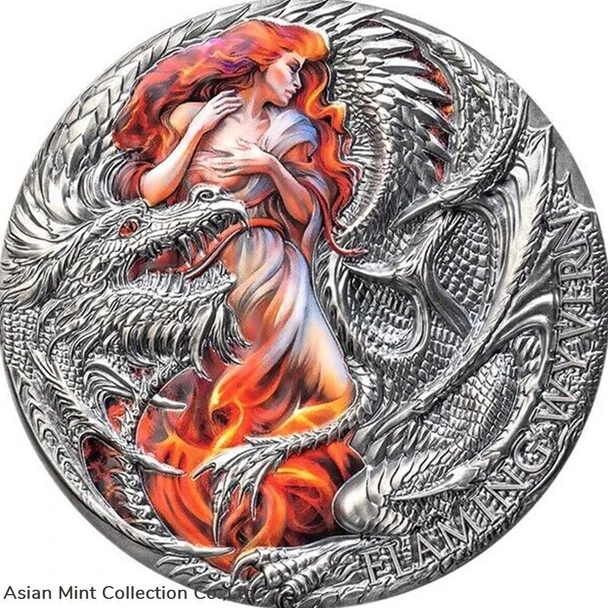 2023 - Flaming Wyvern The Dragonology 2 oz Silver Coin 2000 Francs CFA Cameroon
