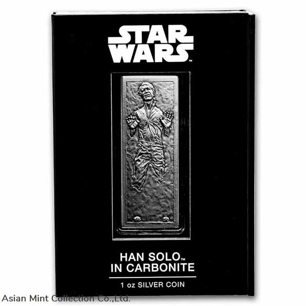 2022 Star Wars Han Solo in Carbonite 1 oz .999 Fine Silver $2 Coin Bar Niue COA