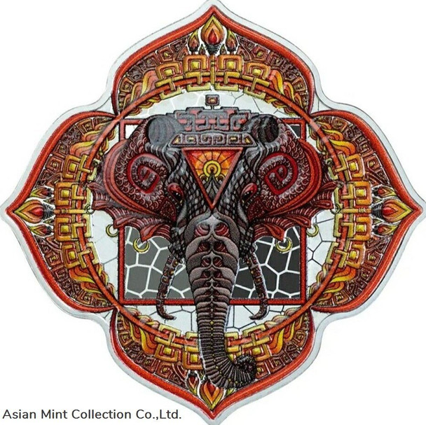 2022 $5 Solomon Islands ELEPHANT CHAKRA 1ST Phil Lewis 2 Oz Silver Proof Coin