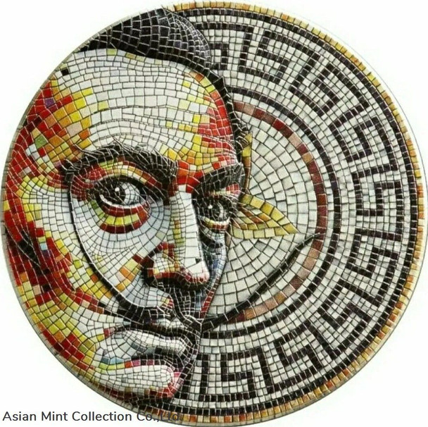 2021 $2 Niue MOSAIC SALVADOR DALI Antique Finish 2 Oz Silver Coin.