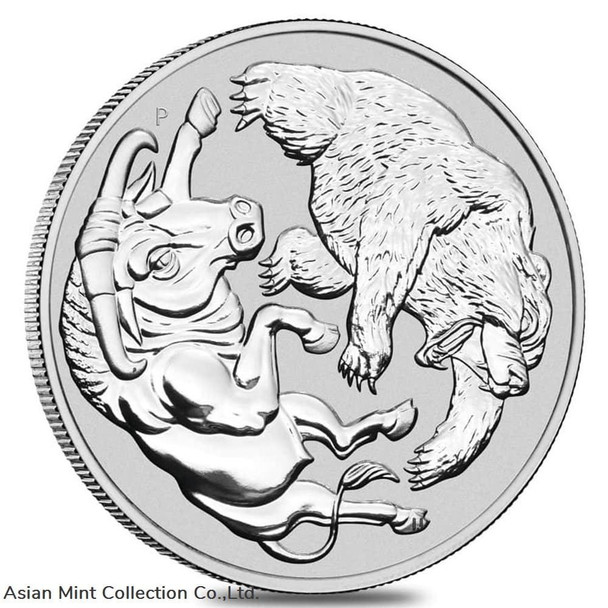 2020 - 1 oz Australian Silver Bull and Bear Coin (BU)