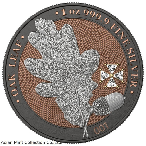 2019 - Germany 5 Mark - Oak Leaf - Crystal Cross - 1 Oz Silver Coin