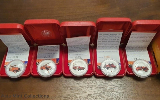 2006 Fire Engines of the World $1 Fine Silver 1 oz Coin x 5 coin sets