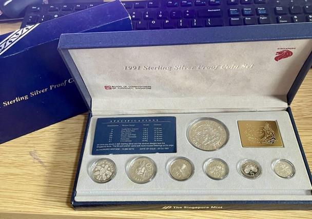 1991 Sterling Silver Proof Coin Set With Original box & Cert. 0.925 silver
