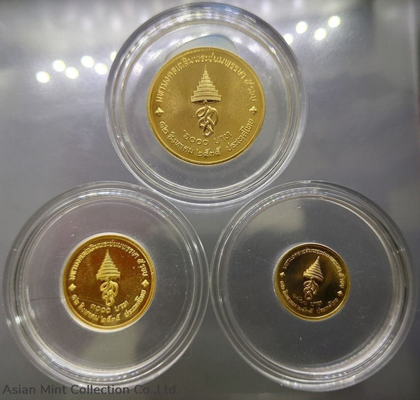 1992 - Gold coin set 1500-3000-6000 Baht, Commemorating the Queen's Sirikit 60th Birthday