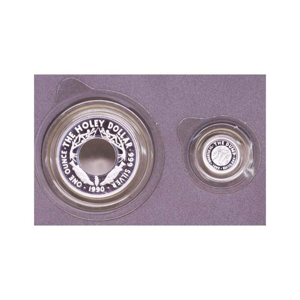 1990 - Holey Dollar &amp; Dump Silver Proof Pair 1Dollar and 25Cent, silver proof coin.