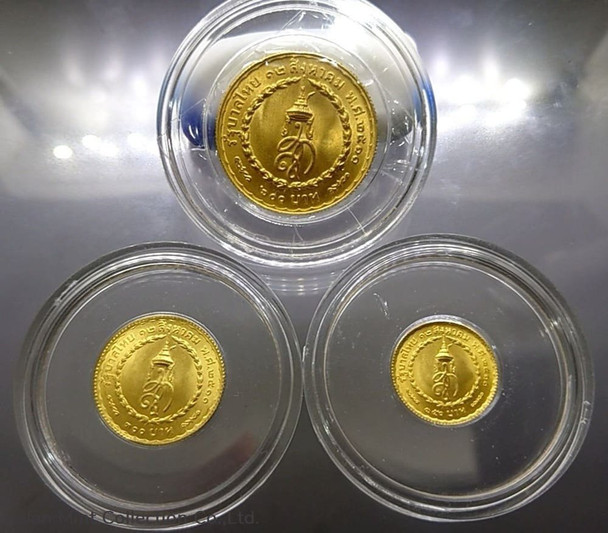 1968 - Gold coin set 150-300-600, Commemorating the Queen's Sirikit 36th Birthday