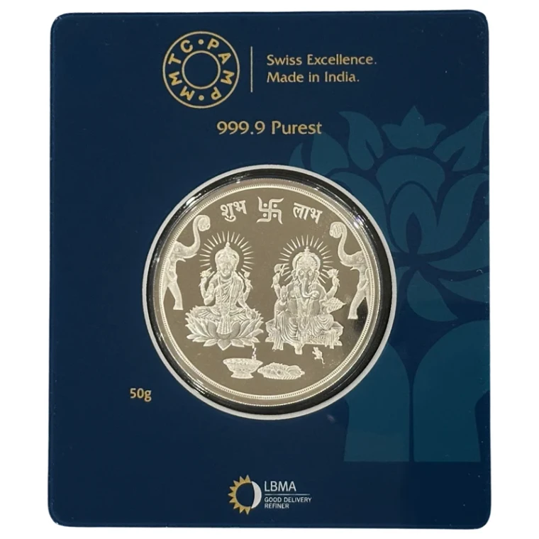 MMTC-PAMP India Pvt Ltd Lakshmi Ganesh S 9999 50 g Silver Coin