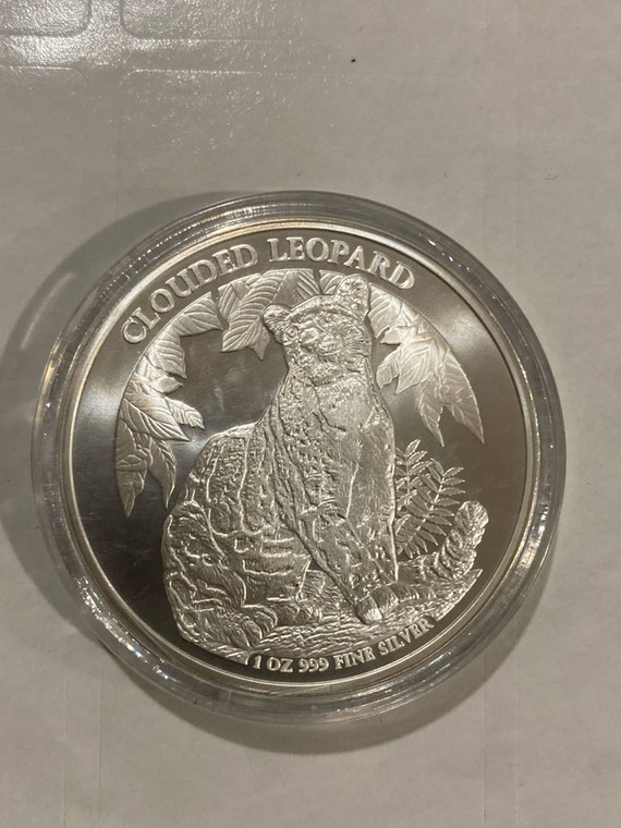 Cambodia 2023 3,000 Riels Clouded Leopard 1 oz .999 Silver Coloured
