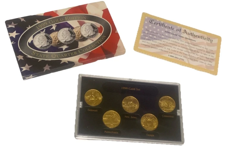 1999 US State Quarter Collection Gold Edition