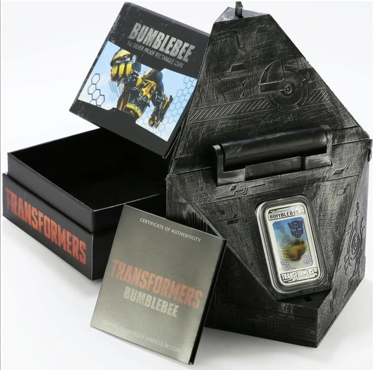 2014 Transformers Bumblebee hologram colored proof silver coin