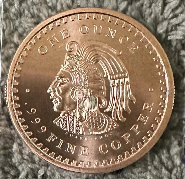 1 oz Aztec Calendar .999 Fine Copper Bullion Round Coin
