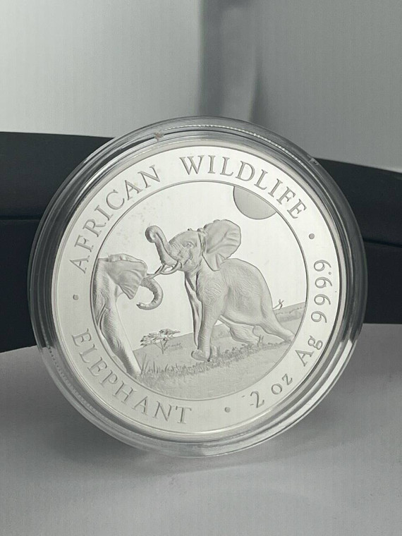 2024 2 OZ SILVER PROOF ELEPHANT AFRICAN WILDLIFE RARE COIN!