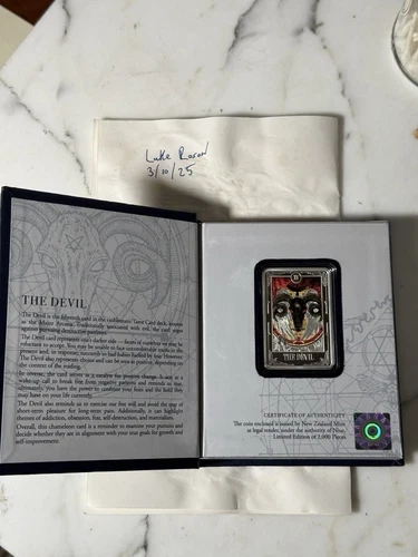 2024 Niue - The Devil 1oz Silver Colored Proof Coin Tarot Card XV NZ Mint